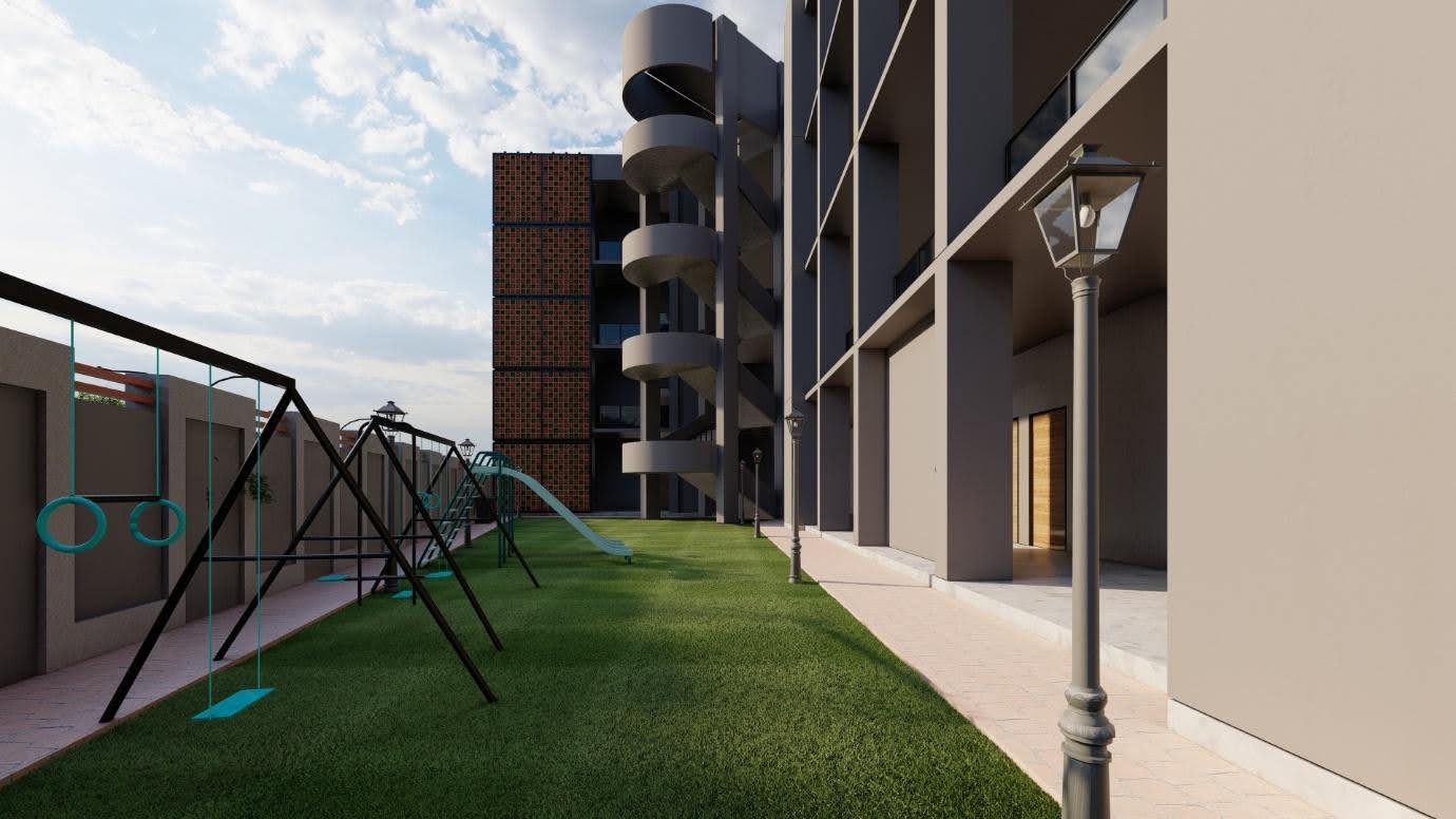 View of the school playground and side building
